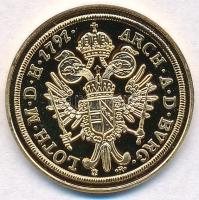 DN "Magyar aranypénzek utánveretben - II. Lipót dukát 1792" aranyozott Ag emlékérem tanúsí...