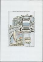 1989-1990 S. Meythaler 3 db számítógép grafikája, 33,5x23,5 cm