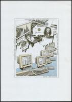 1989-1990 S. Meythaler 3 db számítógép grafikája, 33,5x23,5 cm