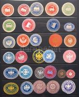 1870-1900 230 db levélzáró cimke, magyar oszták és német, cégek és hivatalok / 230 labels of companies and authorities, Hungary, Austria and Germany