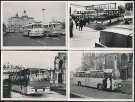 Ikarus autóbuszok itthon és külföldön, 4 db fotó, 9x12 cm