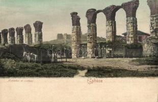 Ephesus, Efes (Izmir, Smyrne); Acqueduc et chateau / aqueduct, castle