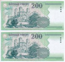 2006. 200Ft "FA" (2x) közeli sorszám T:I