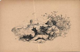 16 db népmese, népdal, Ludwig richter grafikai lapok / Folk songs and tales, 16 Ludwig Richter graph...