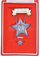 1954. Kiváló Dolgozó Rákosi-címeres zománcozott fém kitüntetés miniatűrrel dísztokban, viselésre jogosító igazolvánnyal T:2
