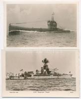 2 db brit első világháborús hadihajó képeslap saját borítékban / 2 WWI British Royal Navy battleship postcards: 1 HMS Marshal Soult (Marshal Ney-class monitor), HMS L69 L-class submarine. in Chatham Navy Week case