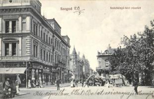 Szeged, Széchenyi tér, piac, Étterem a Kék Csillaghoz, fogműterem, Eredeti Singer varrógépek üzlete (EK)
