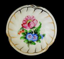 Herendi virág mintás bonbonier, kézzel festett, jelzett, hibátlan, m:7,5 cm, d:12 cm