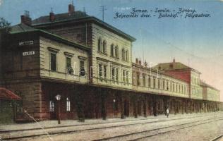 Zimony, Semlin, Zemun; Zeljeznicki dvor / Bahnhof / vasútállomás / railway station (fa)