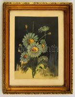 Tóth jelzéssel: Virágcsokor. Akvarell, papír, üvegezett keretben, 25×19 cm