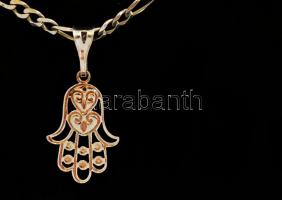 Ezüst(Ag) figaro nyaklánc, jelzett, h: 45,5 cm + Próféta keze függő, jelzett, 3x1,4 cm, nettó: 7,1 g