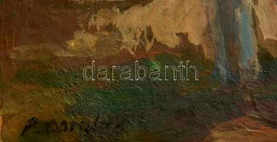 Carolus jelzéssel: Lovaskocsi. Olaj, karton, sérült keretben, 17×24 cm