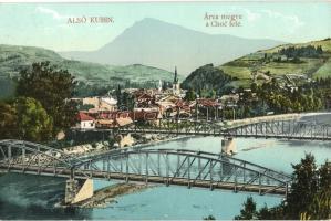 Alsókubin, Dolny Kubin; Árva megye a Choc felé, hidak. Feitzinger Ede No. 866. / panorama view with bridges