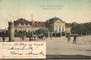 Pozsony, Pressburg, Bratislava; Frigyes főherceg palotája, hirdetőoszlop / Palais Erzherzog Friedrich / royal palace, advertisement column