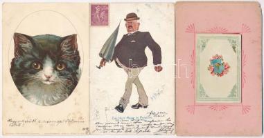 80 db régi motívumlap, üdvözlőlapok, dombornyomott litho lapok, művészlapok, hölgyek, stb. / 80 pre-...