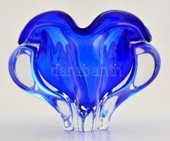 Dekoratív formába öntött üvegváza, jelzés nélkül, hibátlan, több rétegű, m: 12,5 cm