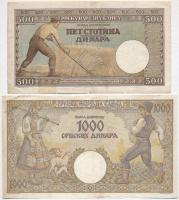 Szerbia / Német megszállás 1942. 500D + 1000D T:III,III- kis ragasztás
Serbia / German occupation 1...