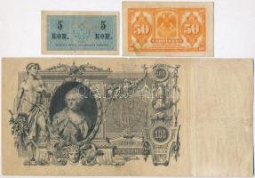 Orosz Birodalom 1912-1917. (1910) 100R Szign.: Shipov + 1915. 5k + Orosz Polgárháború / Kelet-Szibér...