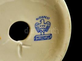 Aquincumi fésülködő porcelán akt, kézzel festett, jelzett, hibátlan, m: 23,5 cm