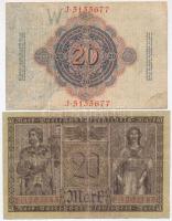 Német Birodalom 1908. 100M + 1910. 1000M + 1914. 20M + 1918. 20M T:III
German Empire 1908. 100 Mark...