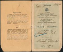 1913 Útlevél Amerikába kivándorló magyar napszámos részére / passport