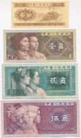 Kína 1953. 1f + 1980. 1J + 2J + 5J + 2db klf égetési pénz T:III China 1953. 1 Fen + 1980. 1 Jiao + 2 Jiao + 5 Jiao + 2pcs of diff Hell banknotes C:F