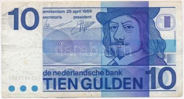 Hollandia 1968. 10G T:III kis szakadás Netherlands 1968. 10 Gulden C:F small tear