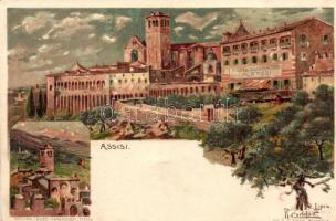 Assisi, Hotel Subbasio A. Rossi. Lith. C.A. Pochner litho s: Raff. Carloforti (EK)