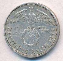 Német Harmadik Birodalom 1939A 2M Ag "Hindenburg" T:1- German Third Reich 1939A 2 Mark Ag ...