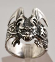 Ezüst(Ag) kínai sárkányos gyűrű, jelzett, méret: 62, nettó: 16,4 g