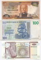 6db-os vegyes külföldi bankjegy tétel afrikai országokból, közte Angola, Kenya, Zimbabwe T:I--III ragasztás 6pcs of various banknotes from African countries, including Angola, Kenya, Zimbabwe C:AU-F sticked