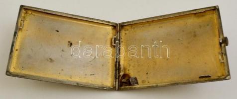 Ezüst (Ag.) cigarettatárca monogrammal, jelzett, 8,5×12×1,5, nettó 167 g