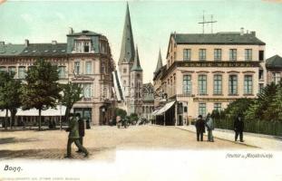 Bonn, Neuthor und Münsterkirche / street, church, Ernst Welters hotel and restaurant, shops