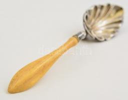 Antik ezüst(Ag) szószos kanál, csont nyéllel, jelzett, h: 18 cm, bruttó: 24 g