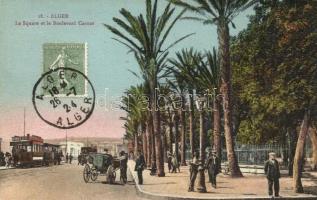 Algiers, Alger; Le Square et le Boulevard Carnot / square, trams
