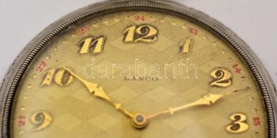 cca 1920 Lanco márkájú zsebóra fém óraszíjjal, működő állapotban d:48 mm