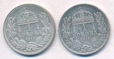 1912KB-1914KB 1K Ag "Ferenc József" (2x) T:2 
Adamo K5.1