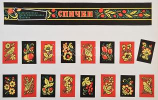 Szépen rendezett gyufacímke gyűjtemény, külföldi, főleg szovjet darabokkal, nagyméretű mappában