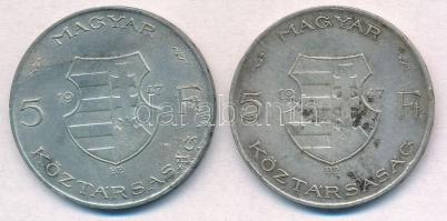 1947. 5Ft Ag "Kossuth" (2x) T:2-,3