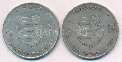 1947. 5Ft Ag "Kossuth" (2x) T:2-,3
