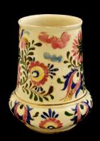 cca 1890 Fischer Ignácz Budapest, díszkorsó, kézzel festett, aranyozott porcelánfajansz, arany festé...