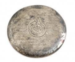 Ezüst(Ag) zsebóra hátlap, gravírozott monogrammal, jelzett, d: 4 cm, nettó: 3,2 g