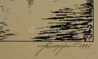 Süveges Jenő (?-): Vajdahunyad vára. Linómetszet, karton, jelzett, 20×29 cm