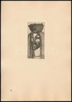 Gacs Gábor (1930-): Női fej rézkarc, papír, jelzett, 11×5 cm