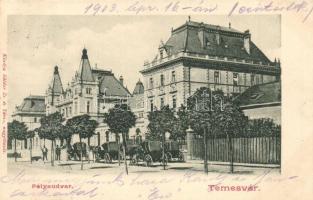 Temesvár, Timisoara; Vasútállomás, hintók. Kiadja Káldor Zs. és Társa / railway station, horse-drawn carriages, coach
