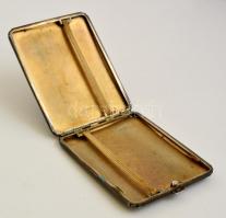 Ezüst (Ag.) monogramos cigarettatárca, jelzett, beül aranyozott, 10×8 cm, nettó:107 g