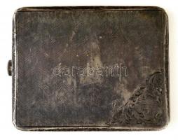 Ezüst (Ag.) monogramos cigarettatárca, jelzett, beül aranyozott, 10×8 cm, nettó:107 g