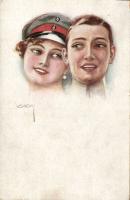 Párok, 250 régi képeslap közte több művészlap / Couples, 250 old cards, including artist signed