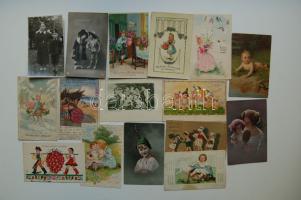 Gyermekek, 350 régi képeslap közte több művészlap, humor, üdvözlő stb. / Children, 350 old cards, including artist signed, humor, greetings, etc