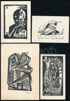 10 db magyar ex libris. különféle művészektől, különféle technikákkal, részben jelzett